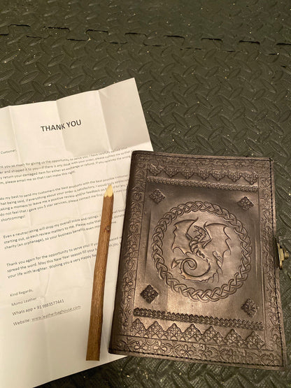 Celtic Dragon Leather Journal, Dragon Leather Notebook, Handmade Leather Journal, Dragon Journal Writing Notebook for Men & Women