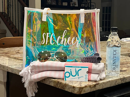 Custom Name Holographic Beach Bag, Waterproof Large Capacity Travel Bag Tote Bag, Bachelorette Party Favors, Christmas/Birthday/Wedding Gift for Her