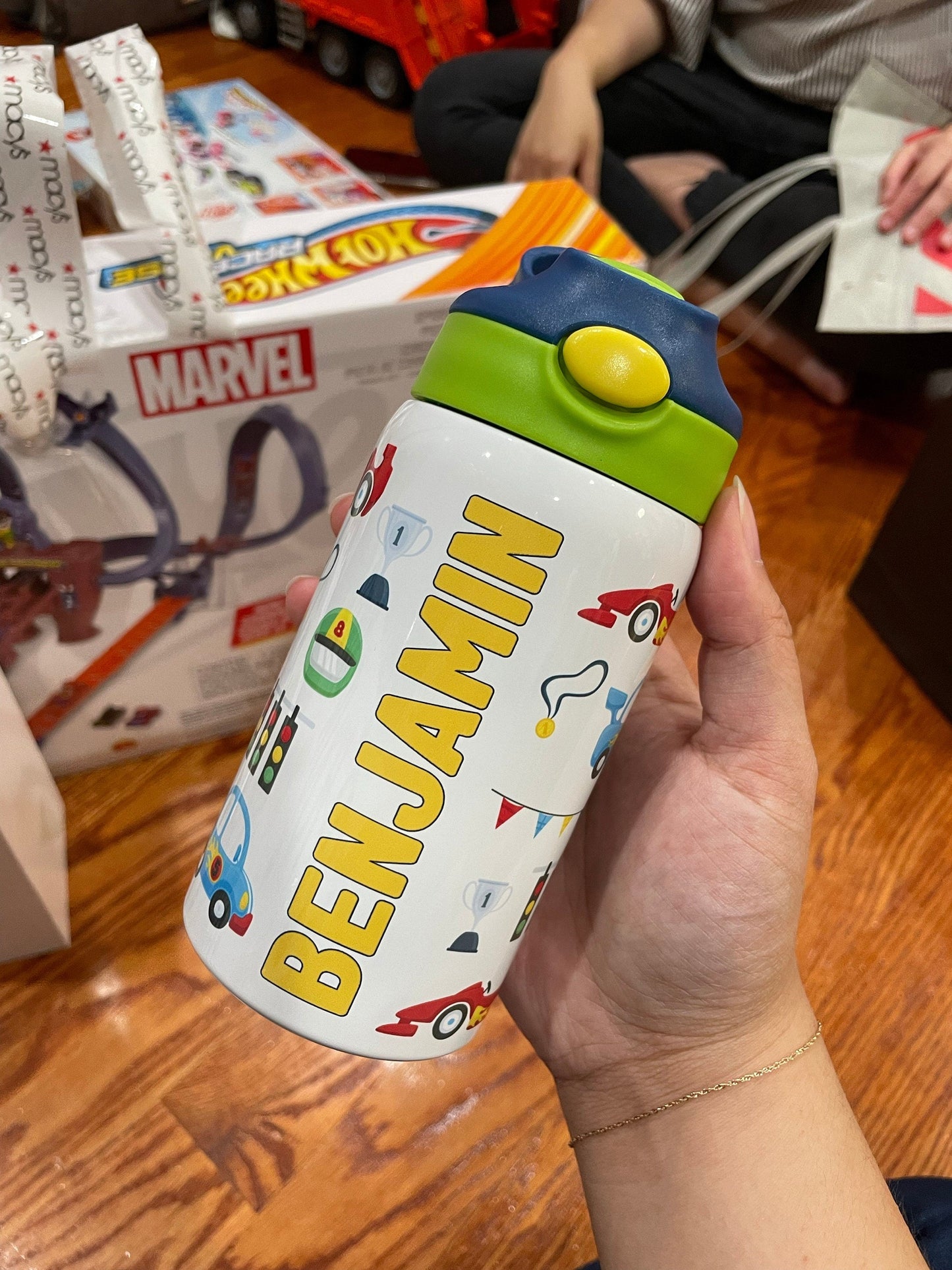 Custom Kids Water Bottle, Personalized Toddler Tumbler with Name, Children Back to School Thermos / Stainless Steel Cup for Boy and Girls