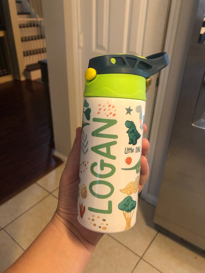 Custom Kids Water Bottle, Personalized Toddler Tumbler with Name, Children Back to School Thermos / Stainless Steel Cup for Boy and Girls