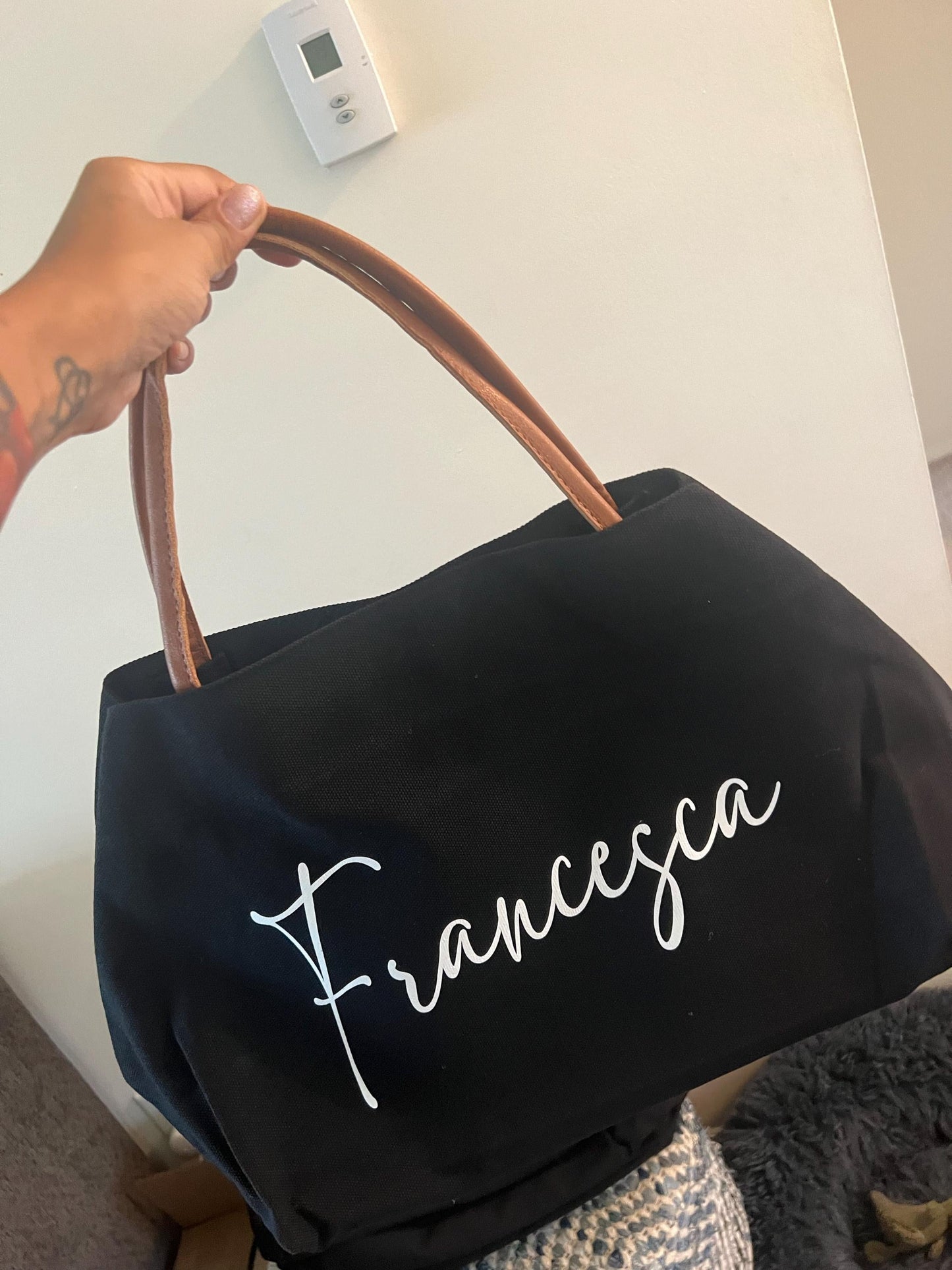 Custom Bridesmaid Canvas Tote Bag with Name, Beach Bag with Zipper/Magnetic Buckle, Bridal Party Gift, Birthday/Wedding Gift for Friends/Bridesmaid