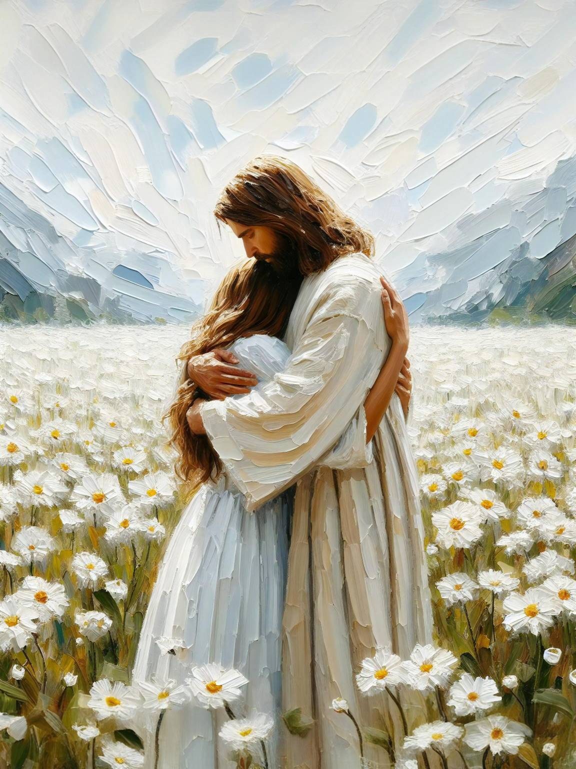 His Love, Christian Wall Art, Jesus Hugging Woman, Jesus Art, LDS Prints, Bible Art, Jesus with Woman, Jesus Wall Art, Christian Printable