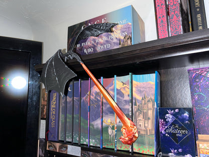 Fly-By Fire Breathing Dragon Bookshelf Decor - Fantasy Display for Dragon Lovers | Dragon Book Shelf Decor | Graduation Gift | Graduate Gift