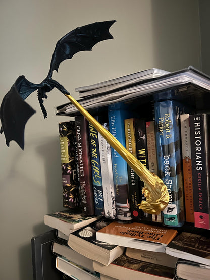 Fly-By Fire Breathing Dragon Bookshelf Decor - Fantasy Display for Dragon Lovers | Dragon Book Shelf Decor | Graduation Gift | Graduate Gift