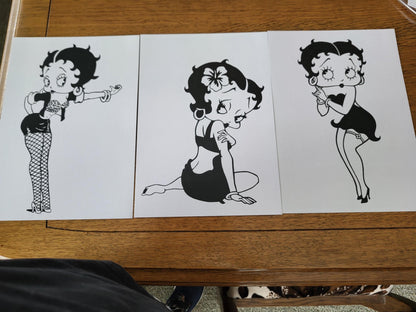 Betty Boop Set of 3 Canvas / Art Prints / Framed Wall Art, Home Decor, Dorm Art for College Girls, Aura Poster Gift for Girlfriend
