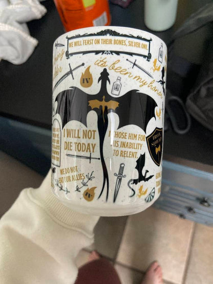 Fourth Wing Quote Mug Fantasy Bookish Gift, Dragon Rider Coffee Cup, Basgiath War College Merch, Violet Sorrengail and Xaden Riorson Fan
