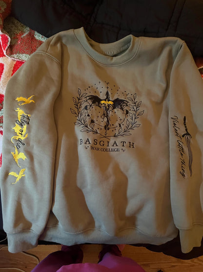 Fourth Wing Embroidered Sweatshirt,Custom Basgiath War College, Dragon Rider,Violet Sorrengail,Rebecca Yorros,Xaden Riorson,Fantasy Reader