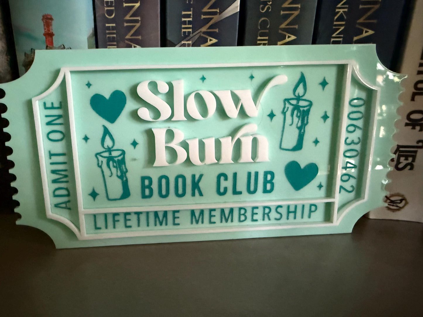 Bookish Ticket | Bookclub Ticket | Bookshelf Decor | Bookish Decor | Romance Books | Bookworm | Book Lover