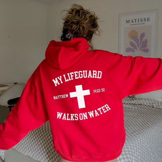 My Lifeguard Walks On Water Hoodie, Bible Verse Hoodie, Christian Hoodie, Church Hoodie, Christian Gift, Religious Clothes