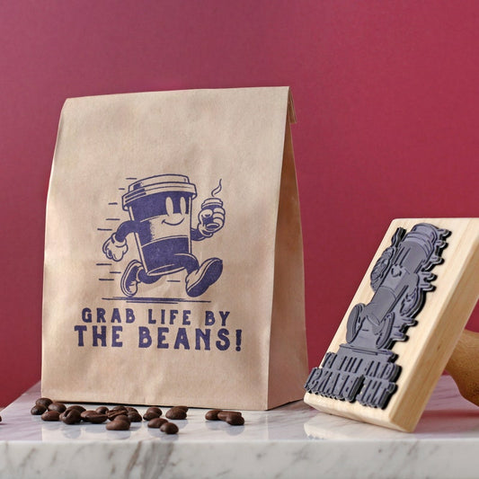 Custom Logo Wood Stamp for Business, Coffee Cup Stamp, Wedding Stamp with Ink Pad, Small Business Rubber Stamps, Kraft Paper Bag Branding, Small & Large Stamps for Mailers