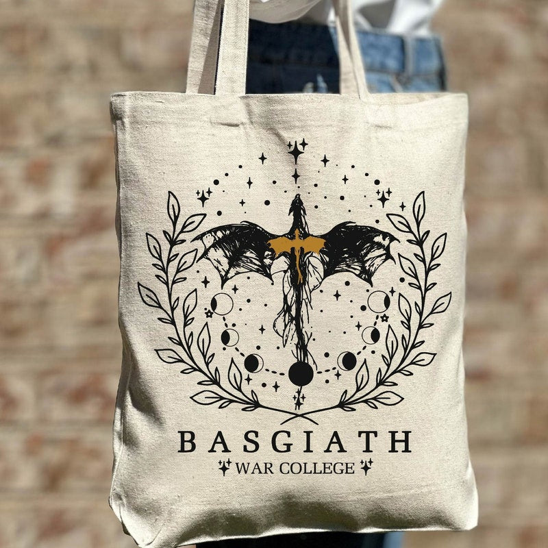 Fourth Wing Tote Bag, Basgiath War College Canvas Bag, Dragon Rider, Bookish Tote Bag Riders Quadrant, Fantasy reader