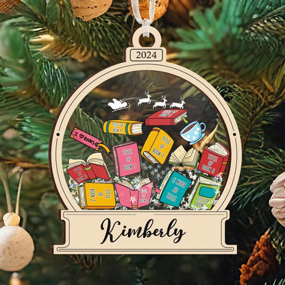 Book Shaker Ornament Personalized, Custom Book Titles, Book Lover Gift, Librarian Ornament, Bookworm Gift, Bookshelf Ornament, Reader Gift
