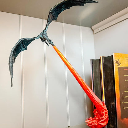 Fly-By Fire Breathing Dragon Bookshelf Decor - Fantasy Display for Dragon Lovers | Dragon Book Shelf Decor | Graduation Gift | Graduate Gift