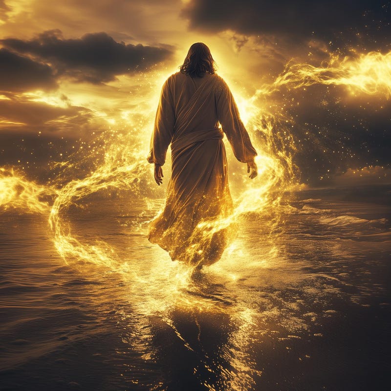 Jesus Walking on Water | Digital Download | Bible Verse Wall Art | Gift Trendy | Living Room Home Decor | Framed Canvas | Christian Print