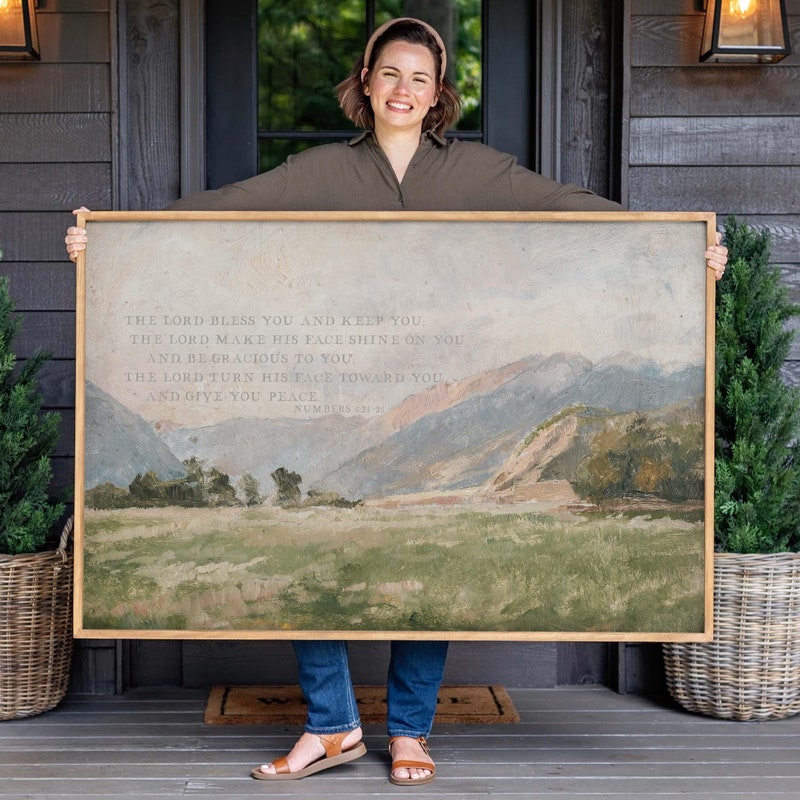 Christian Wall Art | Bible Verse Wall Art | May The Lord Bless You And Keep You | The Blessing Kari Jobe Canvas Wall Art Print  | F570