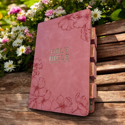 Custom Pink KJV Tabbed BIBLE with Tabs Christian Gift for Her Mom Women Girls Baptism Catholic Confirmation Communion Study Wedding Birthday