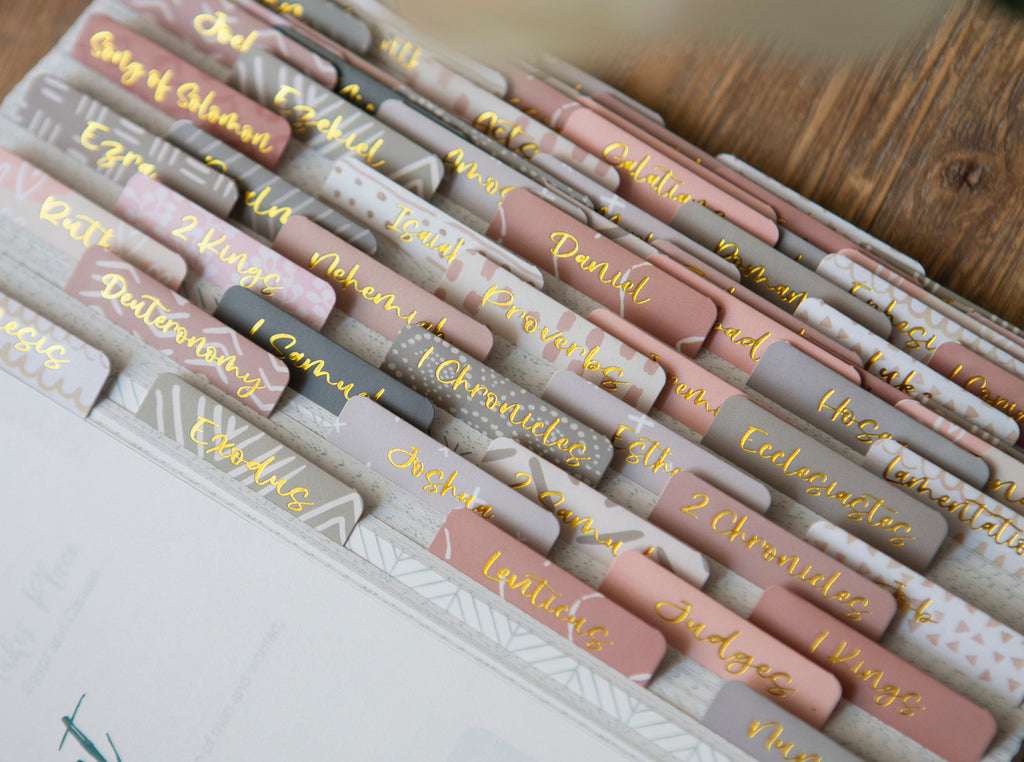 Bible Tabs | Laminated Bible Tabs | Tabs for the Bible | Pretty Bible Tab | Gifts for Christian Women | Bible Index Tabs with Gold Letters