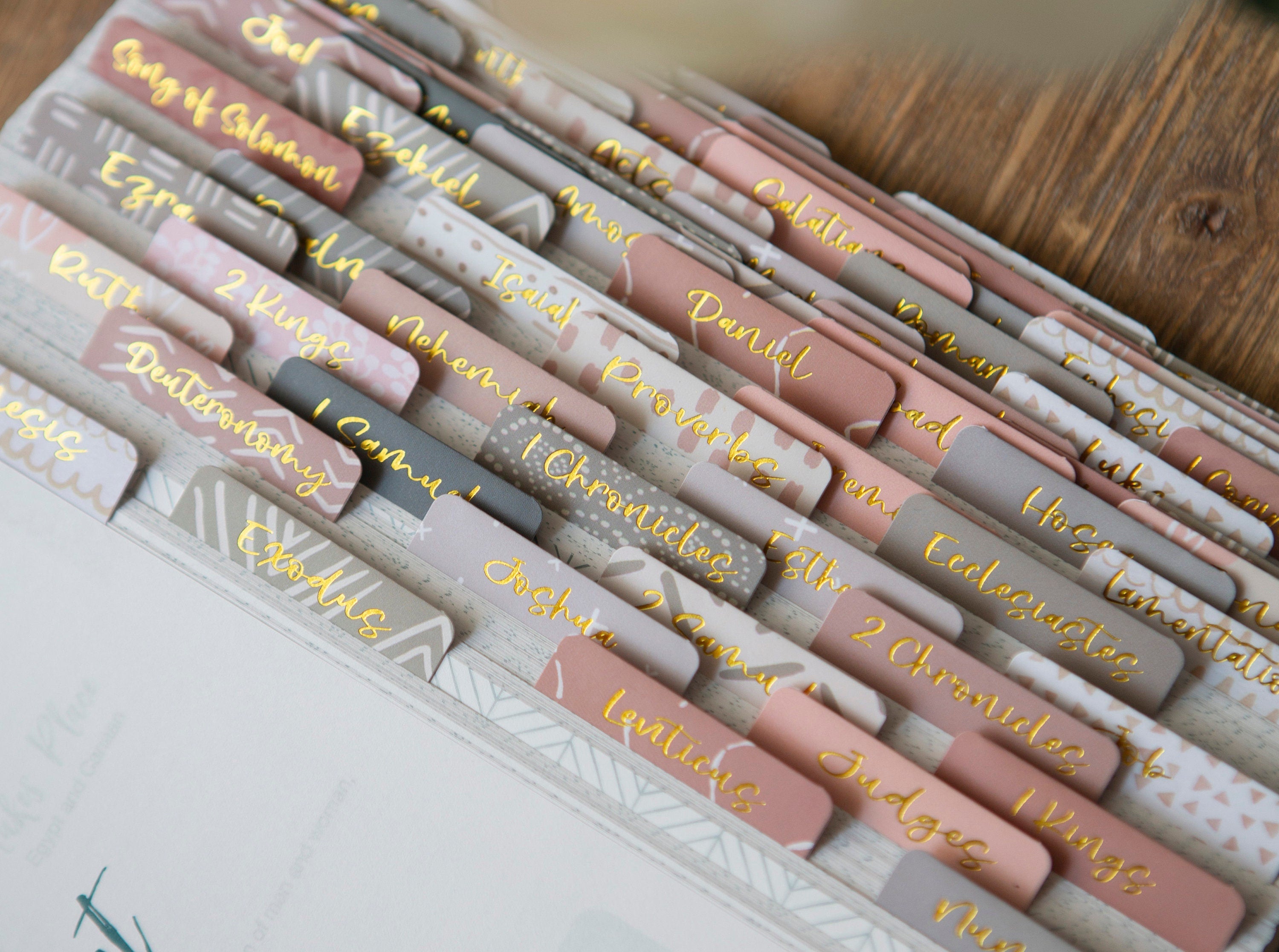 Bible Tabs | Laminated Bible Tabs | Tabs for the Bible | Pretty Bible Tab | Gifts for Christian Women | Bible Index Tabs with Gold Letters