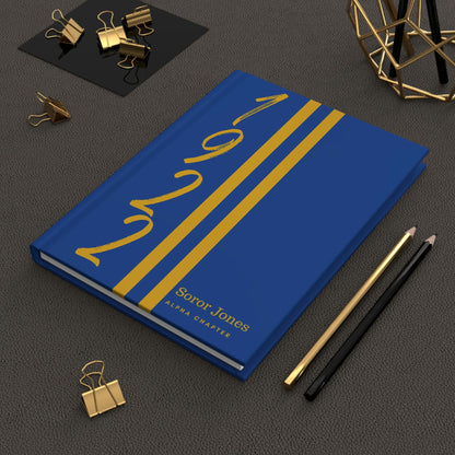 Personalized 1922 Jersey (Blue Cover) Hardcover Journal Matte | Diary | Blue and Gold | 1922 | SGRho Inspired | Sorority Gifts