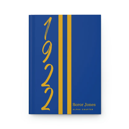 Personalized 1922 Jersey (Blue Cover) Hardcover Journal Matte | Diary | Blue and Gold | 1922 | SGRho Inspired | Sorority Gifts