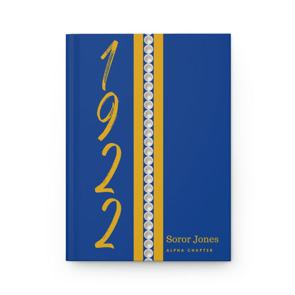 Personalized 1922 Pearl Jersey (Blue Cover) Hardcover Journal Matte | Diary | Blue and Gold | 1922 | SGRho Inspired | Sorority Gifts