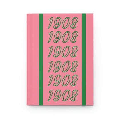 Pink & Green 1908 (Salmon Pink Cover) Hardcover Journal Matte | Diary | Salmon Pink and Apple Green | AKA Inspired | Sorority Gifts