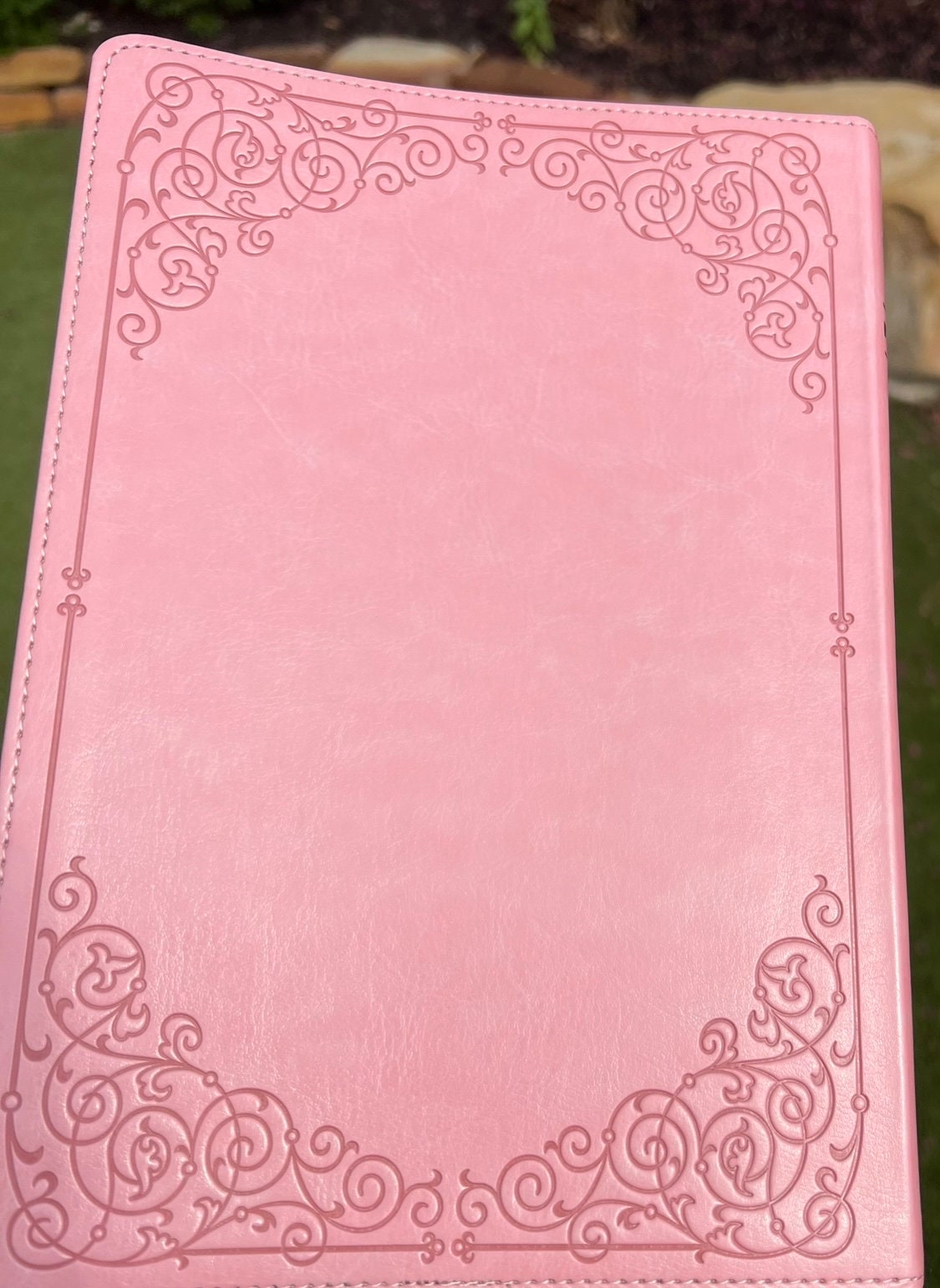 Beautiful KJV Pink LeatherSoft Giant Print Bible with Rose Tabs