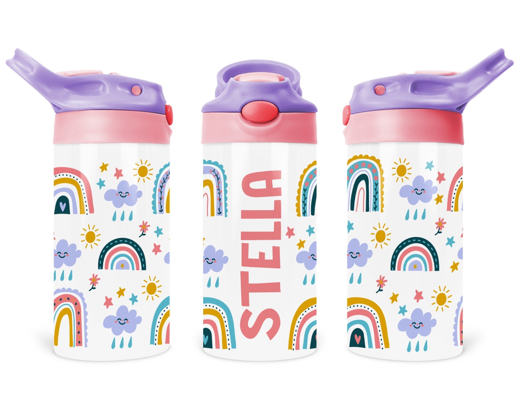 Custom Kids Water Bottle, Personalized Toddler Tumbler with Name, Children Back to School Thermos / Stainless Steel Cup for Boy and Girls