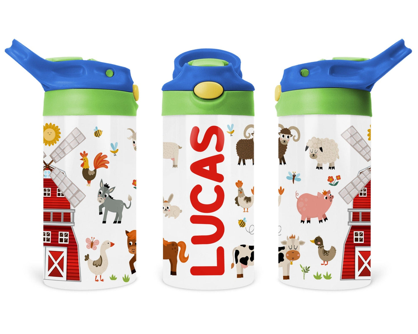 Custom Kids Water Bottle, Personalized Toddler Tumbler with Name, Children Back to School Thermos / Stainless Steel Cup for Boy and Girls