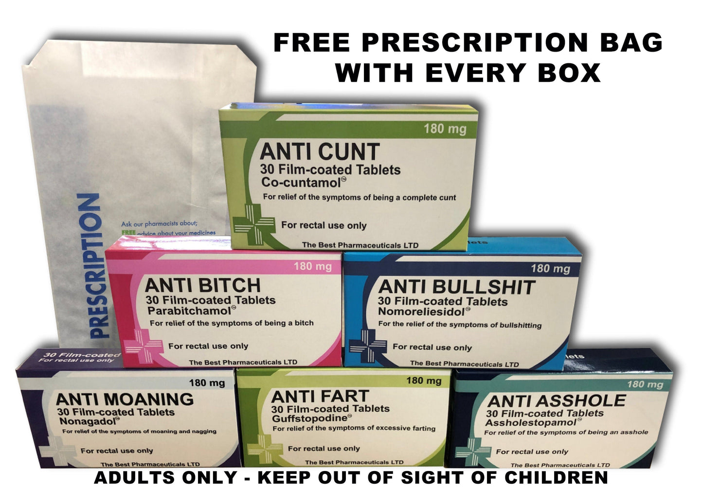 (Sets of 2) Novelty Joke Pill Tablet Box - Fun Rude Xmas/Birthday Gift - Funny Prank Present