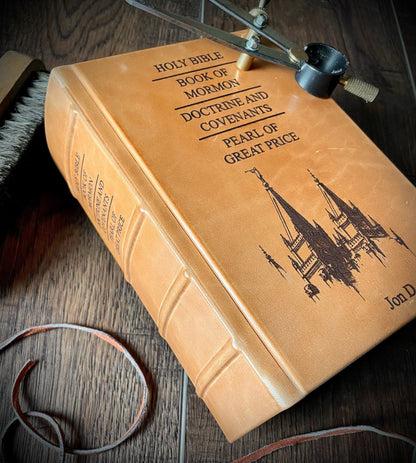 LDS Quad Leather Book of Mormon Triple Combination Holy Bible Leather LDS Scriptures Gift for Missionary Gift Called to Serve Come Follow Me
