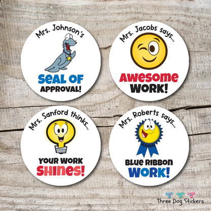 Personalized Teacher Stickers, Teacher Stickers, Reward Stickers, Teacher Name Stickers, Teacher Gift, Good Work Stickers, 192 Stickers
