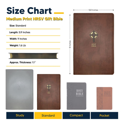 Personalized NRSV Bible New Revised Standard Version Catholic Edition, Catholic Bible, Brown Faux Leather Custom Bible Cover, Baptism Gift