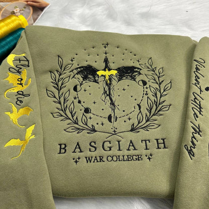 Fourth Wing Embroidered Sweatshirt,Custom Basgiath War College, Dragon Rider,Violet Sorrengail,Rebecca Yorros,Xaden Riorson,Fantasy Reader