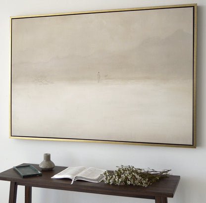 Jesus Leaves the 99 Premium Canvas, Framed, Beige, White, Neutral, Framed, Lost Sheep, Shepherd, Horizontal Sketch Bible Pray Faith Art Gift