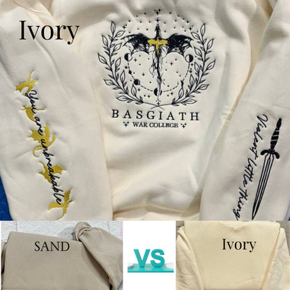 Fourth Wing Embroidered Sweatshirt,Custom Basgiath War College, Dragon Rider,Violet Sorrengail,Rebecca Yorros,Xaden Riorson,Fantasy Reader