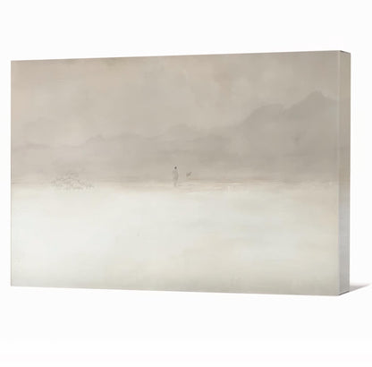 Jesus Leaves the 99 Premium Canvas, Framed, Beige, White, Neutral, Framed, Lost Sheep, Shepherd, Horizontal Sketch Bible Pray Faith Art Gift