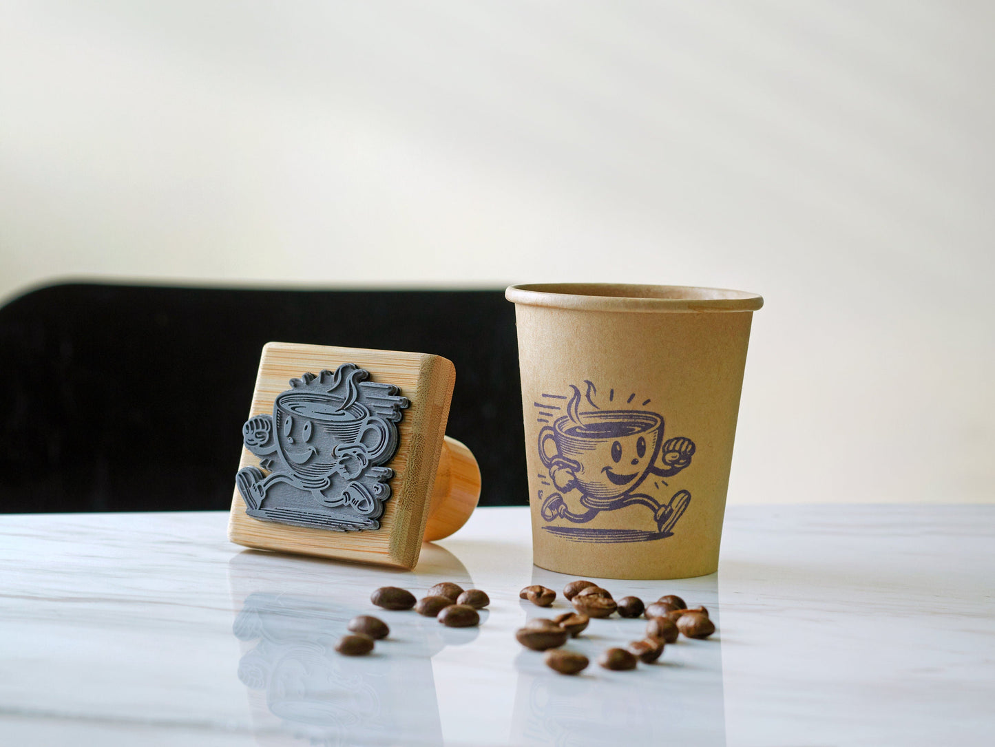 Custom Logo Wood Stamp for Business, Coffee Cup Stamp, Wedding Stamp with Ink Pad, Small Business Rubber Stamps, Kraft Paper Bag Branding, Small & Large Stamps for Mailers