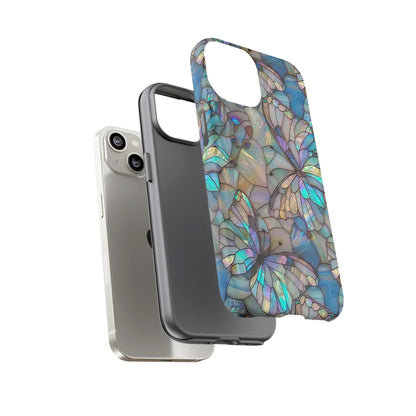 Stained Glass Butterfly Mosaic Phone Case, Stain Glass Look Butterfly Design Phone Cover For iPhone Pro Max, Pixel Pro, Samsung Ultra Plus