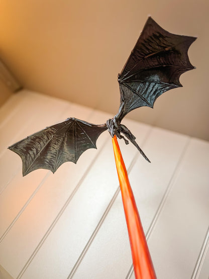 Fly-By Fire Breathing Dragon Bookshelf Decor - Fantasy Display for Dragon Lovers | Dragon Book Shelf Decor | Graduation Gift | Graduate Gift