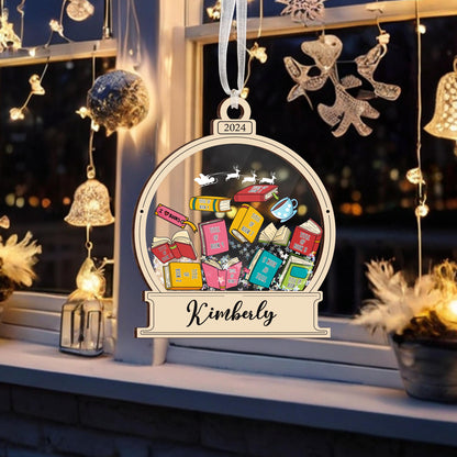 Book Shaker Ornament Personalized, Custom Book Titles, Book Lover Gift, Librarian Ornament, Bookworm Gift, Bookshelf Ornament, Reader Gift