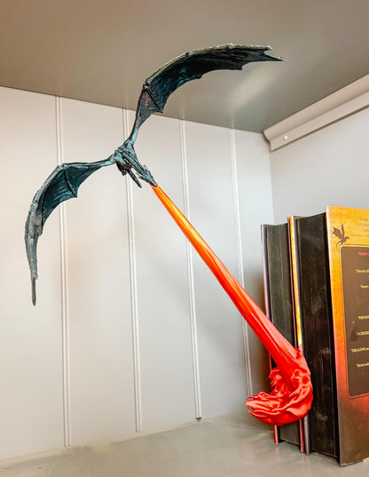Fly-By Fire Breathing Dragon Bookshelf Decor - Fantasy Display for Dragon Lovers | Dragon Book Shelf Decor | Graduation Gift | Graduate Gift