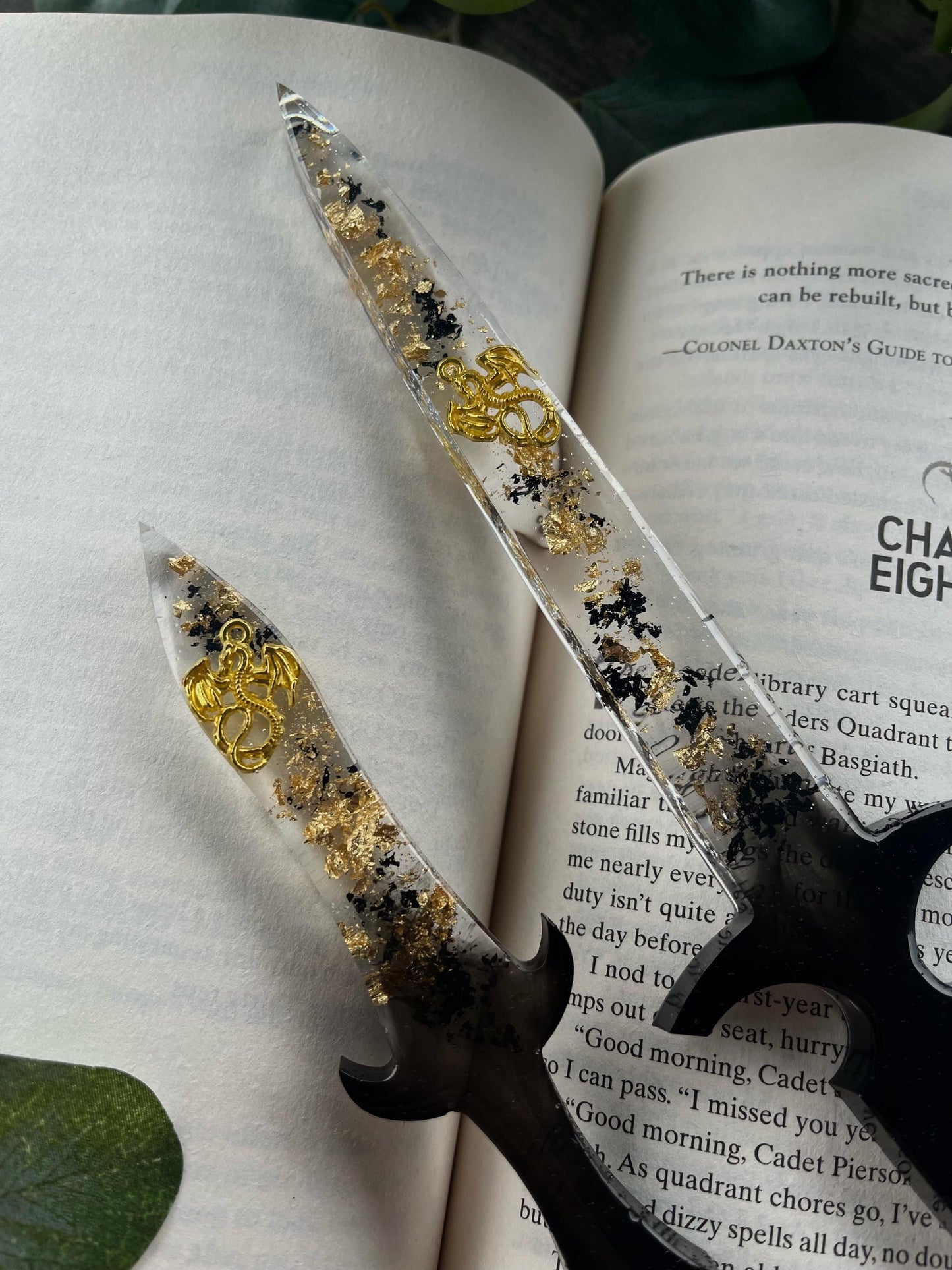 Fourth Wing Inspired Resin Dagger Gold Dragon BookLover Gift Handmade Gifts Bookshelf Decor Bookish Merch Bookworm Decor Dragons