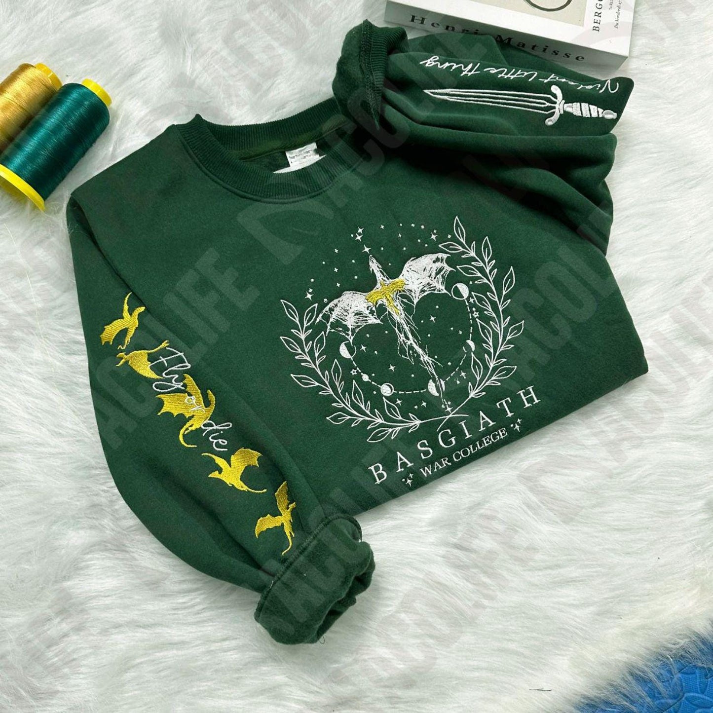 Fourth Wing Embroidered Sweatshirt,Custom Basgiath War College, Dragon Rider,Violet Sorrengail,Rebecca Yorros,Xaden Riorson,Fantasy Reader