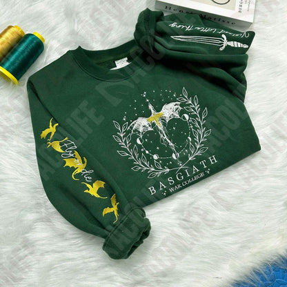 Fourth Wing Embroidered Sweatshirt,Custom Basgiath War College, Dragon Rider,Violet Sorrengail,Rebecca Yorros,Xaden Riorson,Fantasy Reader