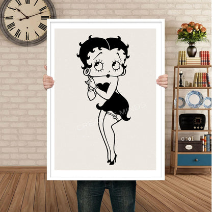 Betty Boop Set of 3 Canvas / Art Prints / Framed Wall Art, Home Decor, Dorm Art for College Girls, Aura Poster Gift for Girlfriend