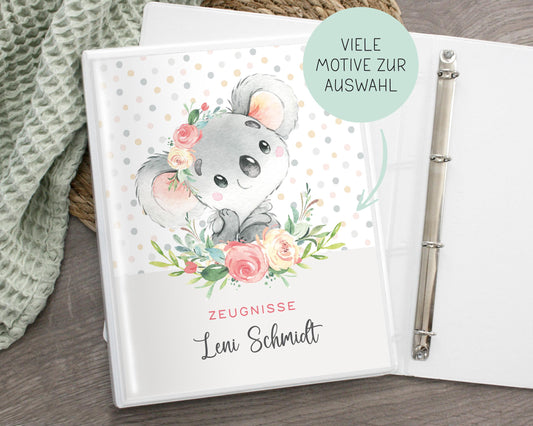 Personalized certificate folder animals, school start gift idea school child, school enrollment