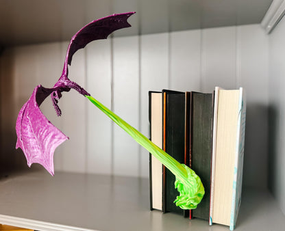 Fly-By Fire Breathing Dragon Bookshelf Decor - Fantasy Display for Dragon Lovers | Dragon Book Shelf Decor | Graduation Gift | Graduate Gift
