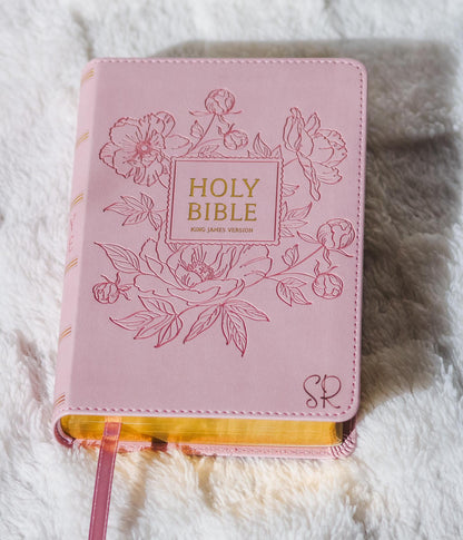 Custom Name Pink Bible with Name Engraved Customized Bible Gift for Women Bible Study Gift KJV Engraved Bible Gift for Christian Women