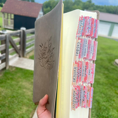 Birthflower NLT PERSONALIZE Bible, nlt Bible, Bible with Installed Laminated Tabs,  NLT Gift Bible, Holy Bible, Bible Tab Package Hosana Revival, Birthmonth